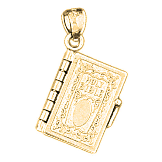 Yellow Gold-plated Silver Holy Bible Pendant