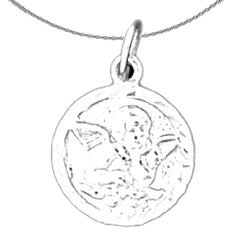 Sterling Silver Angel Coin Pendant (Rhodium or Yellow Gold-plated)