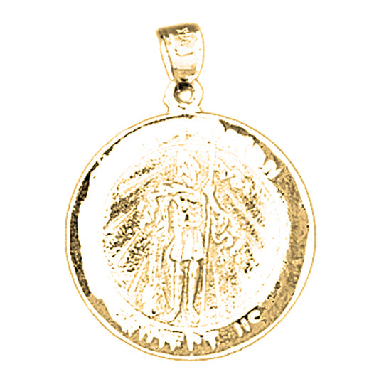Yellow Gold-plated Silver Saint Florian Coin Pendant