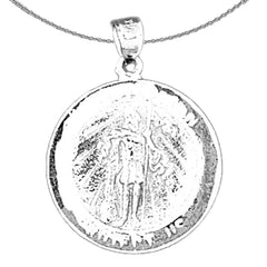 Sterling Silver Saint Florian Coin Pendant (Rhodium or Yellow Gold-plated)