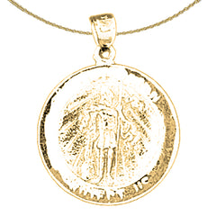 Sterling Silver Saint Florian Coin Pendant (Rhodium or Yellow Gold-plated)
