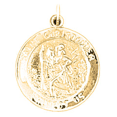 Yellow Gold-plated Silver Saint Christopher Coin Pendant
