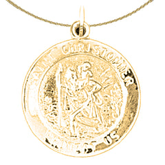 Sterling Silver Saint Christopher Coin Pendant (Rhodium or Yellow Gold-plated)
