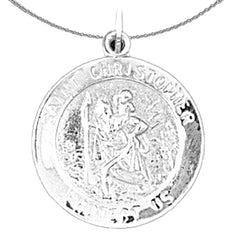 Sterling Silver Saint Christopher Coin Pendant (Rhodium or Yellow Gold-plated)