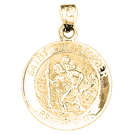 Yellow Gold-plated Silver Saint Christopher Coin Pendant