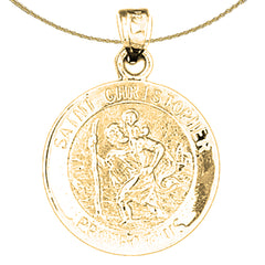 Colgante de moneda de San Cristóbal de plata de ley (bañado en rodio o oro amarillo)