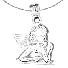 Sterling Silver Angel Pendant (Rhodium or Yellow Gold-plated)