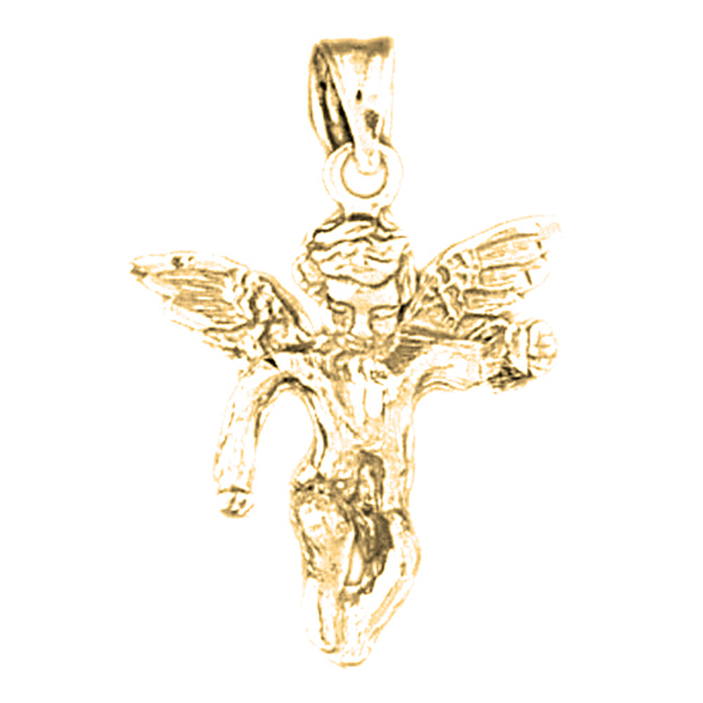 Yellow Gold-plated Silver Angel Pendant