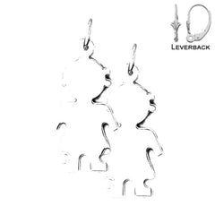 Sterling Silver 31mm Hand-cut Earrings (White or Yellow Gold Plated)