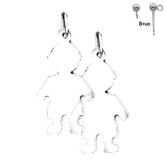Sterling Silver 31mm Hand-cut Earrings (White or Yellow Gold Plated)