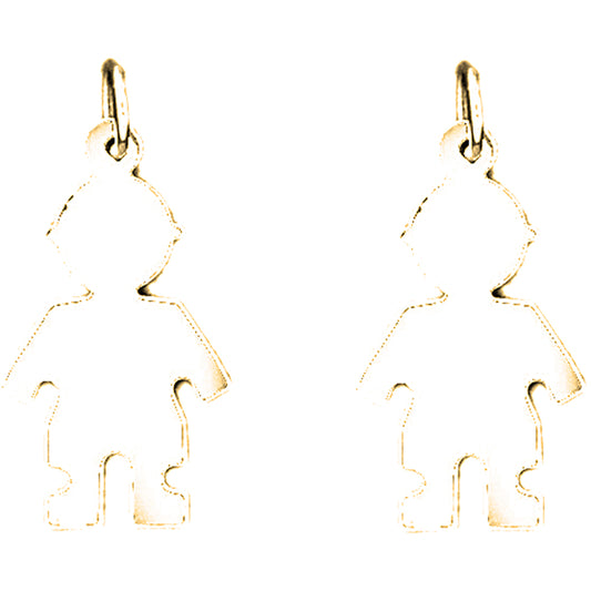 Yellow Gold-plated Silver 31mm Hand-cut Earrings