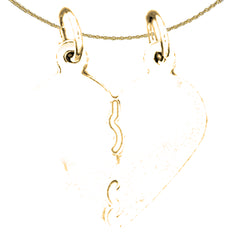Handgeschliffener Herzanhänger aus Sterlingsilber (rhodiniert oder gelbvergoldet)
