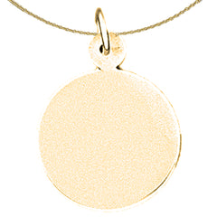 Sterling Silver Handcut Round Pendant (Rhodium or Yellow Gold-plated)