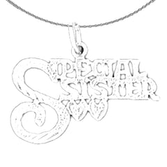 Sterling Silver Special Sister Pendant (Rhodium or Yellow Gold-plated)