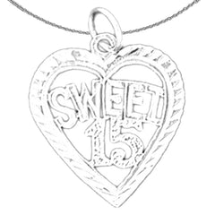 Sterling Silver Sweet 15 Pendant (Rhodium or Yellow Gold-plated)