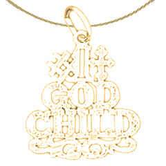 Sterling Silver #1 God Child Pendant (Rhodium or Yellow Gold-plated)
