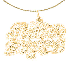 Sterling Silver Italian Princess Pendant (Rhodium or Yellow Gold-plated)