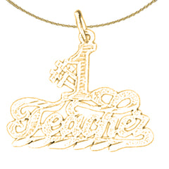 Sterling Silver #1 Teacher Pendant (Rhodium or Yellow Gold-plated)
