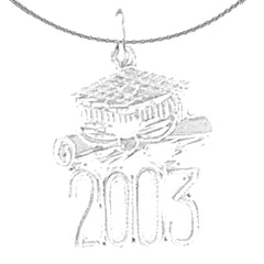 Sterling Silver Grad 2003 Pendant (Rhodium or Yellow Gold-plated)
