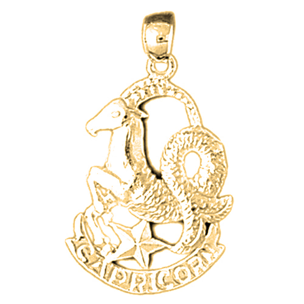 Yellow Gold-plated Silver Capricorn Zodiac Sign Pendant