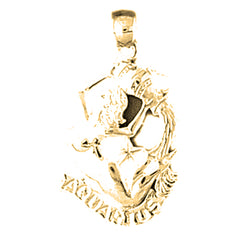 Yellow Gold-plated Silver Aquarius Zodiac Sign Pendant