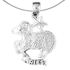 Sterling Silver Aries Zodiac Sign Pendant (Rhodium or Yellow Gold-plated)