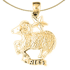 Sterling Silver Aries Zodiac Sign Pendant (Rhodium or Yellow Gold-plated)