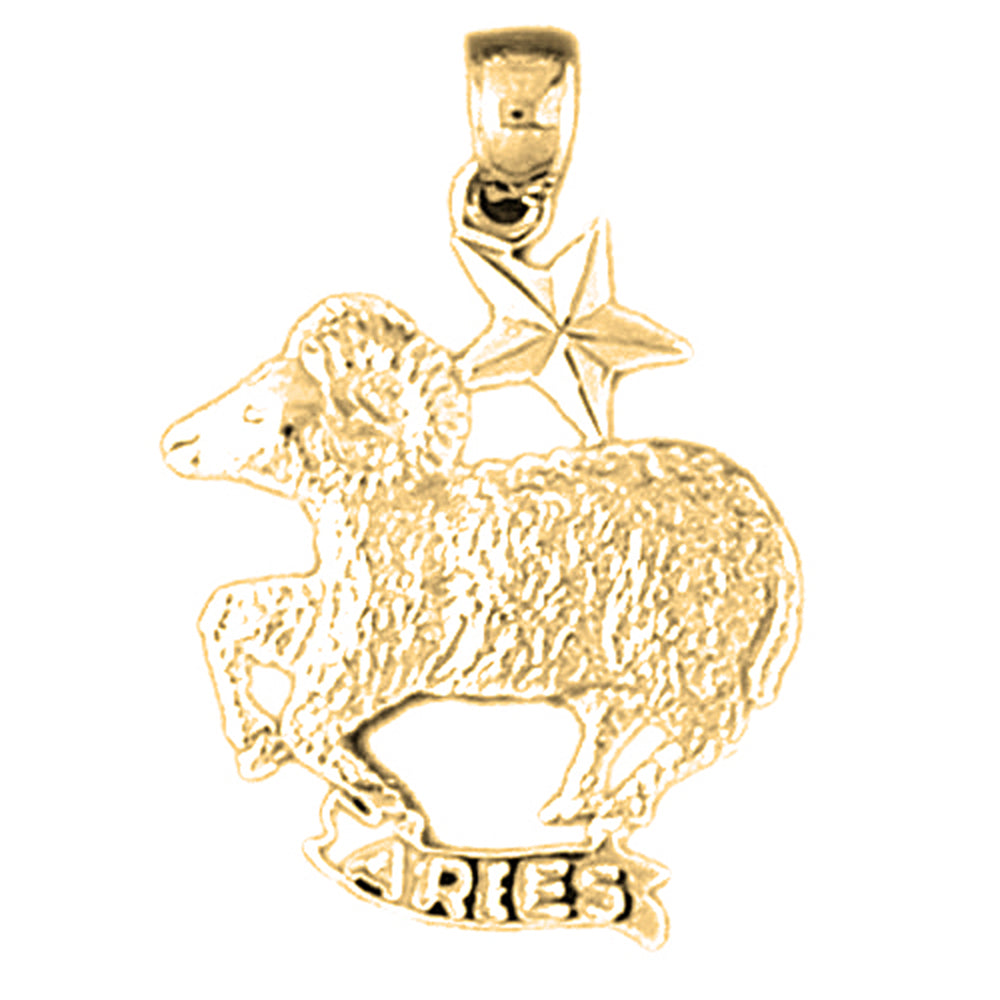 Yellow Gold-plated Silver Aries Zodiac Sign Pendant