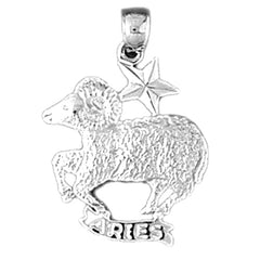 Sterling Silver Aries Zodiac Sign Pendant