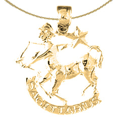 Colgante de plata de ley con signo del zodíaco Sagitario (bañado en rodio o oro amarillo)
