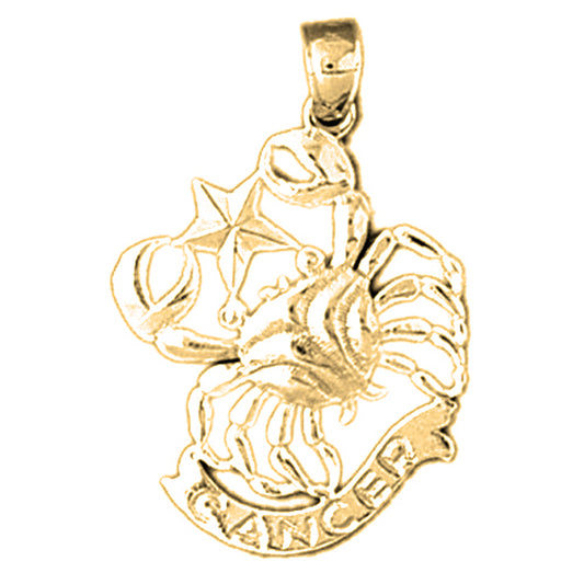 Yellow Gold-plated Silver Cancer Zodiac Sign Pendant