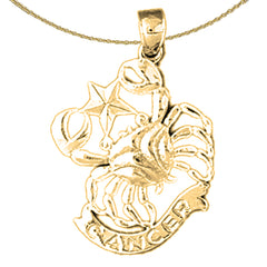 Sterling Silver Cancer Zodiac Sign Pendant (Rhodium or Yellow Gold-plated)