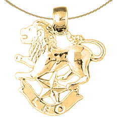 Sterling Silver Leo Zodiac Sign Pendant (Rhodium or Yellow Gold-plated)