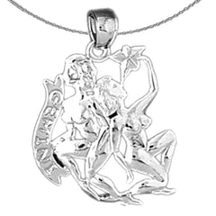 Sterling Silver Gemini Zodiac Sign Pendant (Rhodium or Yellow Gold-plated)