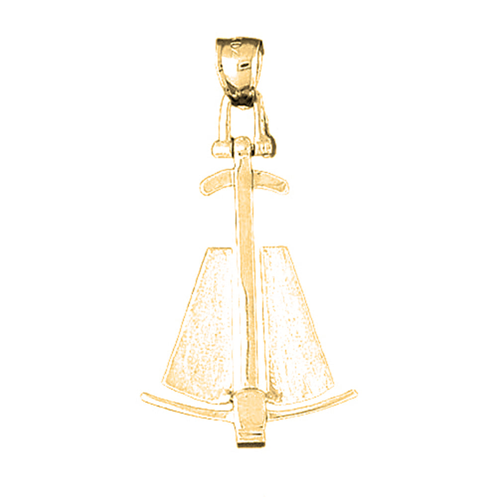Yellow Gold-plated Silver 3D Anchor Pendant