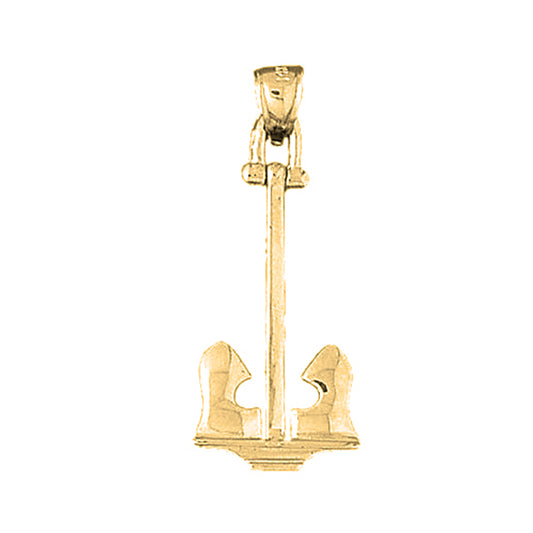 Yellow Gold-plated Silver Anchor Pendant