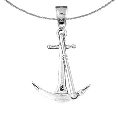 Sterling Silver 3D Anchor Pendant (Rhodium or Yellow Gold-plated)