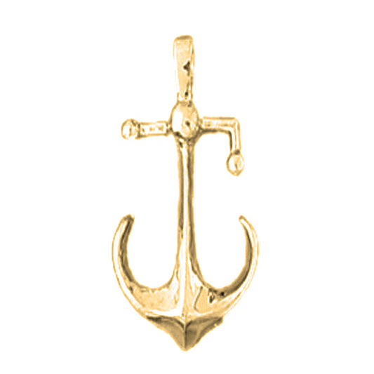 Yellow Gold-plated Silver Anchor Pendant