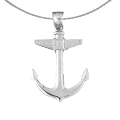 Sterling Silver Anchor Pendant (Rhodium or Yellow Gold-plated)