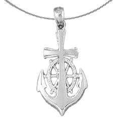 Sterling Silver Anchor Pendant (Rhodium or Yellow Gold-plated)