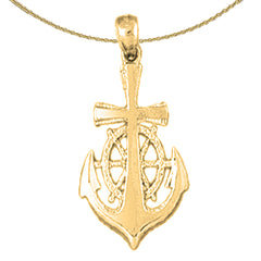 Sterling Silver Anchor Pendant (Rhodium or Yellow Gold-plated)