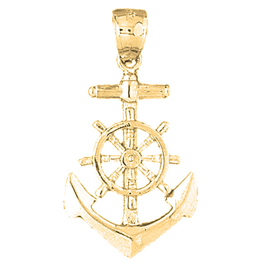 Yellow Gold-plated Silver Anchor Pendant