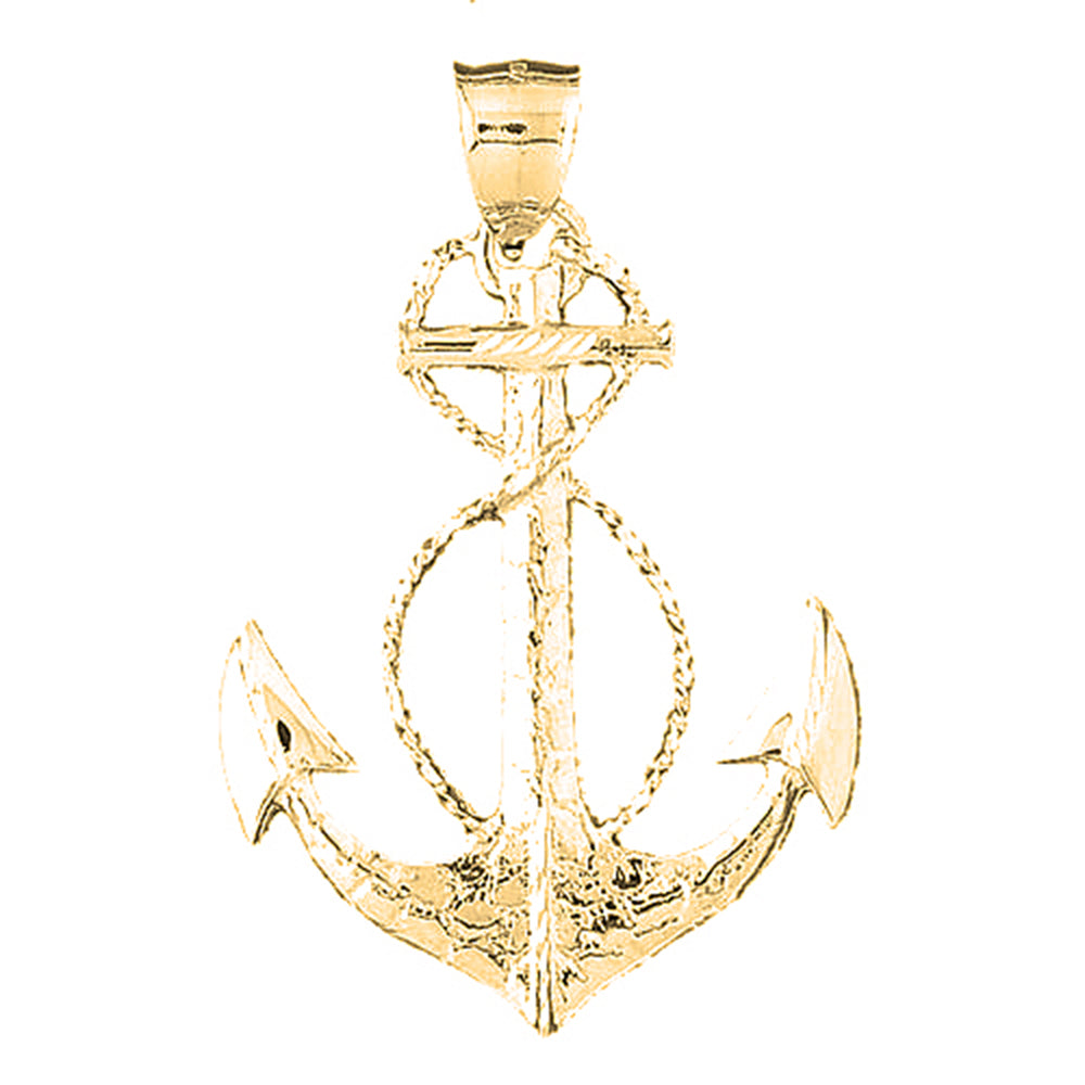 Yellow Gold-plated Silver Anchor Pendant
