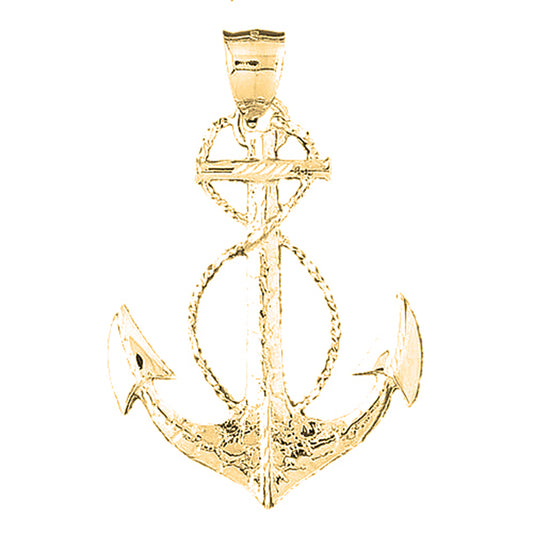 Yellow Gold-plated Silver Anchor Pendant