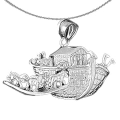 Sterling Silver Noah's Ark Pendant (Rhodium or Yellow Gold-plated)