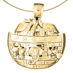 Sterling Silver Noah's Ark Pendant (Rhodium or Yellow Gold-plated)