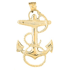 Yellow Gold-plated Silver Anchor Pendant