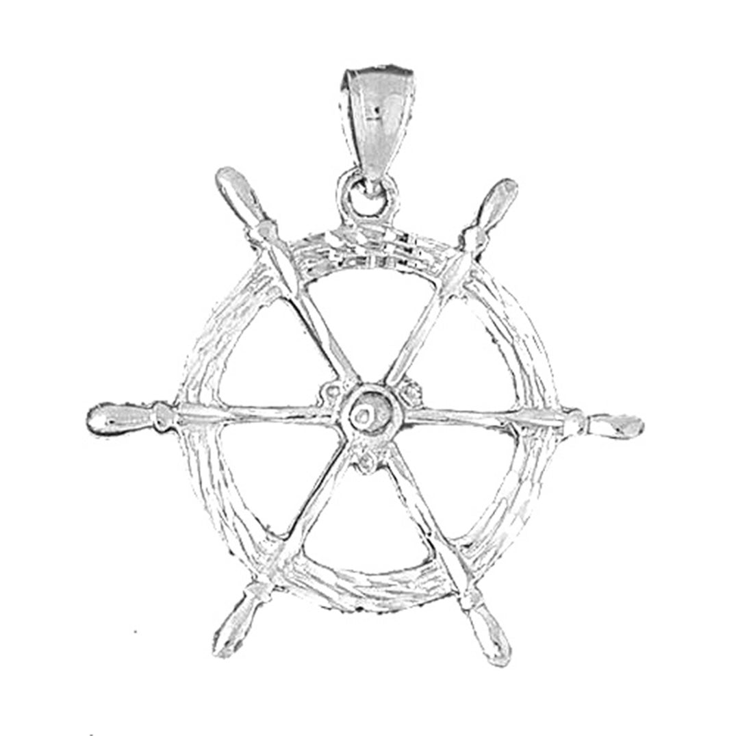 Sterling Silver Ships Wheel Pendant