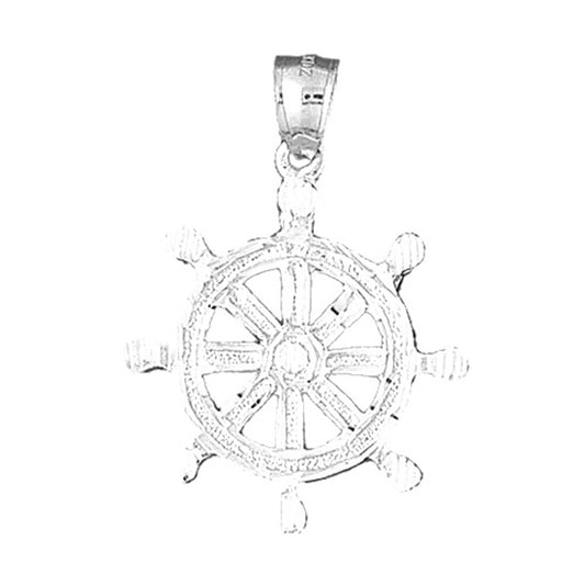 Sterling Silver Ships Wheel Pendant