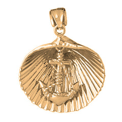 Yellow Gold-plated Silver Shell With Anchor Pendant